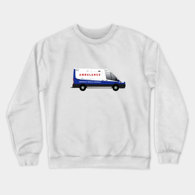 Blue White Transit Ambulance Crewneck Sweatshirt by BassFishin